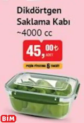 DİKDÖRTGEN SAKLAMA KABI ~4000 CC